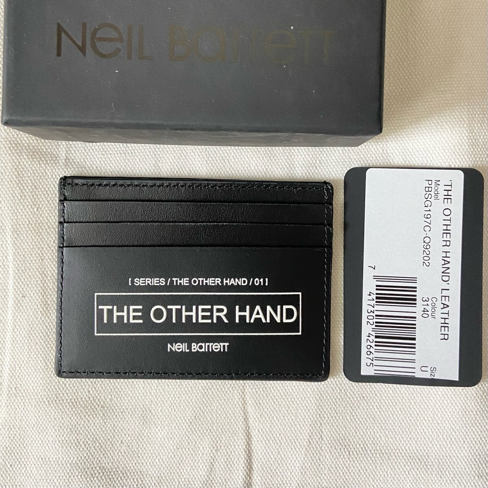 NWT Neil Barrett The Other Hand Print Leather Cardholder Wallet